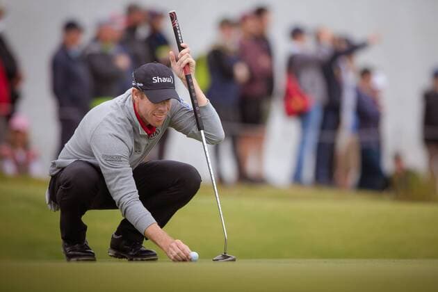 MELBOURNE, VIC - NOVEMBER 27: David Hern of Canada replaces his ball on the final day of the ISPS HANDA World Cup of Golf on November 27, 2016, at Kingston Heath Golf Club in Melbourne, Australia. (Photo by Jason Heidrich Icon Sportswire) GOLF: NOV 27 World Cup of Golf - Final Round Icon161127130 EDITORIAL USE ONLY
