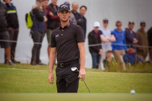 MELBOURNE, VIC - NOVEMBER 27: Thomas Pieters of Belgium takes his shot on the final day of the ISPS HANDA World Cup of Golf on November 27, 2016, at Kingston Heath Golf Club in Melbourne, Australia. (Photo by Jason Heidrich Icon Sportswire) GOLF: NOV 27 World Cup of Golf - Final Round Icon161127127 EDITORIAL USE ONLY