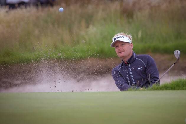 MELBOURNE, VIC - NOVEMBER 27: Soren Kjeldsen of Denmark strikes the ball from the bunker on the final day of the ISPS HANDA World Cup of Golf on November 27, 2016, at Kingston Heath Golf Club in Melbourne, Australia. (Photo by Jason Heidrich Icon Sportswire) GOLF: NOV 27 World Cup of Golf - Final Round Icon161127094 EDITORIAL USE ONLY