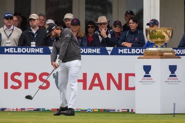 MELBOURNE, VIC - NOVEMBER 27: Stephan Jaeger of Germany tees of on the first hole on the final day of the ISPS HANDA World Cup of Golf on November 27, 2016, at Kingston Heath Golf Club in Melbourne, Australia. (Photo by Jason Heidrich Icon Sportswire) GOLF: NOV 27 World Cup of Golf - Final Round Icon161127003 EDITORIAL USE ONLY