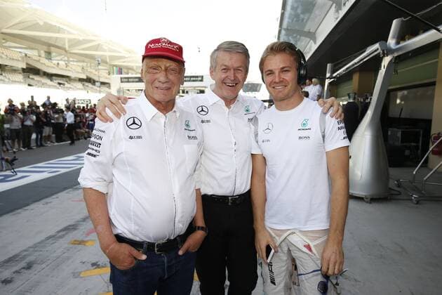 Motorsports: FIA Formula One World Championship WM Weltmeisterschaft 2016, Grand Prix of Abu Dhabi, Niki Lauda, Prof. Dr. Thomas Weber (Member of the Board of Management of Daimler AG, Nico Rosberg xHOCHxZWEIx