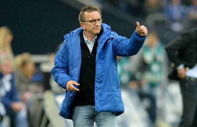 27.11.2016, xfux, Fussball 1.Bundesliga, Schalke 04 - SV Darmstadt 98, emspor emonline deloka, v.l. Trainer Norbert Meier (SV Darmstadt 98) gibt Anweisungen, gestikuliert, mit den Armen gestikulieren gives instructions, gesticulate, gesticolando. Gelsenkirchen