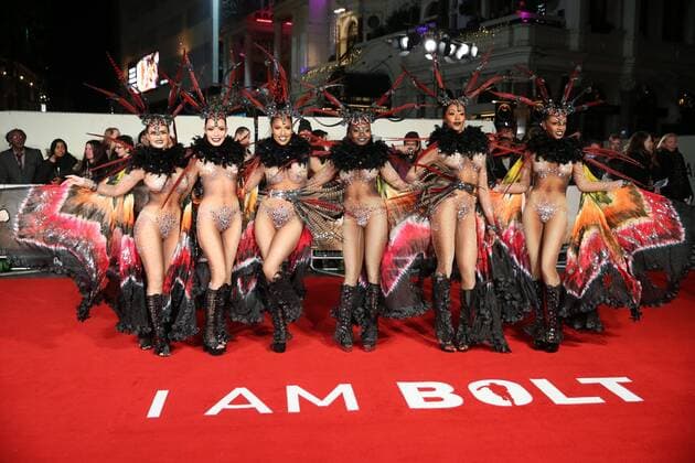 Image licensed to i-Images Picture Agency. 28 11 2016. London, United Kingdom. Dancers at the I am Bolt premiere in London. Picture by I am Bolt premiere  - ZUMAmier I am Bolt premiere