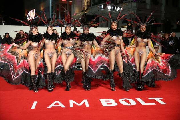 Image licensed to i-Images Picture Agency. 28 11 2016. London, United Kingdom. Dancers at the I am Bolt premiere in London. Picture by I am Bolt premiere  - ZUMAmier I am Bolt premiere