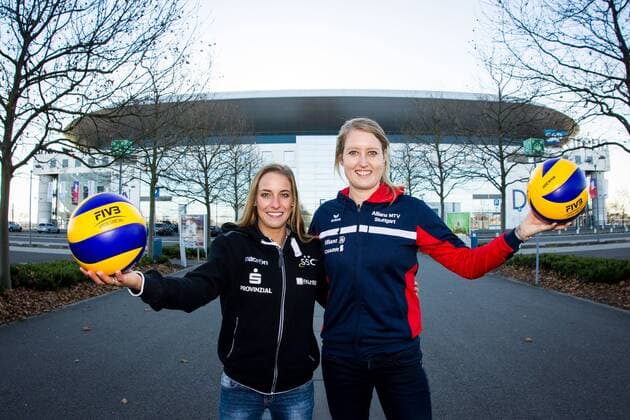 Lenka Duerr (Schweriner SC) und Deborah van Daelen (Allianz MTV Stuttgart); DVV-Pokal Pressekonferenz, Dorint-Kongresshotel, Mannheim Deutschland, 20161129; Mannheim Copyright: xWuechnerx xEibner-Pressefotox EP_nwr