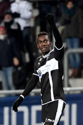 Henry Onyekuru forward of Eupen celebrates scoring a goal FOOTBALL : KAS Eupen vs FC Bruges - Coupe de Belgique - Croky cup - 1 8 - 29 11 2016 PhotoNews Panoramic  684939019