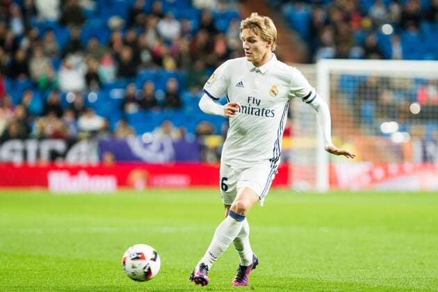 Real Madrid s Martin Odegaard during the match of Copa del Rey between Real Madrid and Cultural Leonesa at Santiago Bernabeu Stadium in Madrid, Spain. November 29, 2016.  (20161130007)