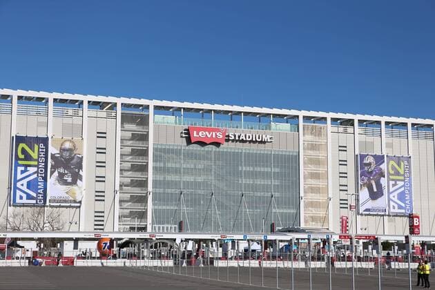 December 2, 2016: An exterior view of Levi Stadium prior to the start of the PAC-12 Championship football game featuring the Colorado Buffaloes and the Washington Huskies at Levi s Stadium in Santa Clara, California. CSM. NCAA College League USA Football 2016: Pac-12 Championship Game-Colorado vs Washington DEC 02 - ZUMAc04_ 20161202_zaf_c04_001