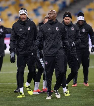 Besiktas players during a training session at NSK Olympiyskiy Stadium in Kiev, Ukraine on December 05 2016, a day before their UEFA Champions League group B match agaimnst Dynamo Kiev. Pictured: Marcelo (L) , Atiba Hutchinson (C) , Dusko Tosic 