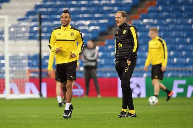 Pierre-Emerick Aubameyang (Borussia Dortmund 17) Trainer Thomas Tuchel (Borussia Dortmund), Training, Real Madrid - Borussia Dortmund, UEFA Champions League, Fussball, 06.12.2016, Madrid Copyright: xLangerx xEibner-Pressefotox EP_HLR