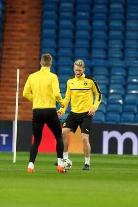 mit dem Tor zum Ausgleich, Marco Reus (Borussia Dortmund 11) Andre Schuerrle (Borussia Dortmund 21), Training, Real Madrid - Borussia Dortmund, UEFA Champions League, Fussball, 06.12.2016, Madrid Copyright: xLangerx xEibner-Pressefotox EP_HLR