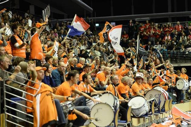 Volleyball, Herren, Saison 2016 17 CEV Champions League, 1. Spieltag, BR Volleys - Cucine Lube Civitanova, Fans von den BR Volleys, 06.12.16,