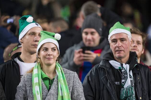 Fußball, CL, FC Barcelona - Borussia Mönchengladbach SPAIN - Dec, 6th: Borussia Mönchengladbach fans during the match between FC Barcelona Barca - Borussia Mönchengladbach, for the day 6 of the Champions League, played at Camp Nou Stadium on 6th December 2016 in Barcelona, Spain.  xCordonxPressx xSPAINx-xFCxBarcelonax-xBorussiaxMönchengladbachx-xxChampionsxLeaguex-x2016 17x