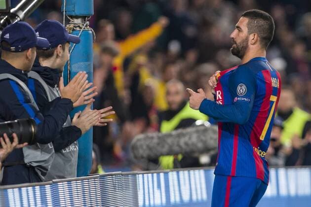 Fußball, CL, FC Barcelona - Borussia Mönchengladbach SPAIN - Dec, 6th: Arda Turan celebrates scoring the goal during the match between FC Barcelona Barca - Borussia Mönchengladbach, for the day 6 of the Champions League, played at Camp Nou Stadium on 6th December 2016 in Barcelona, Spain.  xCordonxPressx xSPAINx-xFCxBarcelonax-xBorussiaxMönchengladbachx-xxChampionsxLeaguex-x2016 17x