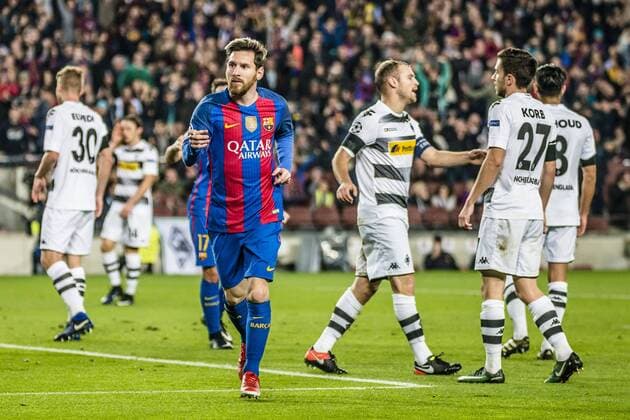 December 6, 2016 - Barcelona, Catalonia, Spain - FC Barcelona Barca forward MESSI celebrates his goal during the Champions League match against Borussia MoÂ¶nchengladbach at the Camp Nou stadium in Barcelona FC Barcelona 4:0 Gladbach - Champions League - ZUMAo105 20161206_zap_o105_032