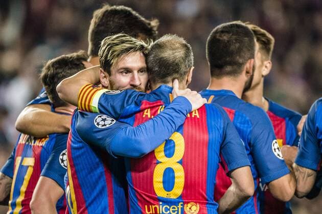 December 6, 2016 - Barcelona, Catalonia, Spain - FC Barcelona Barca forward MESSI celebrates a goal with teammates during the Champions League match against Borussia MoÂ¶nchengladbach at the Camp Nou stadium in Barcelona FC Barcelona 4:0 Gladbach - Champions League - ZUMAo105 20161206_zap_o105_040