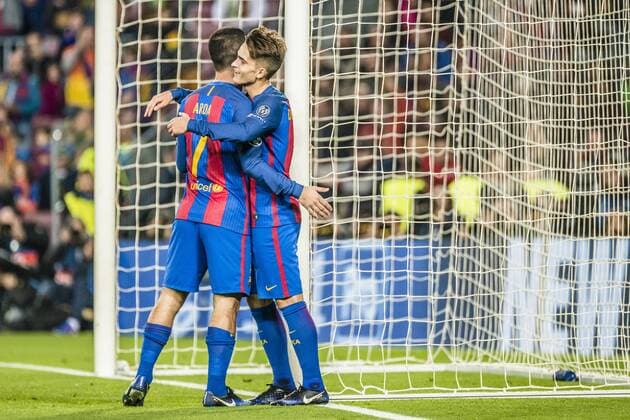December 6, 2016 - Barcelona, Catalonia, Spain - FC Barcelona Barca midfielder ARDA celebrates one of his three goals with teammates during the Champions League match against Borussia MoÂ¶nchengladbach at the Camp Nou stadium in Barcelona FC Barcelona 4:0 Gladbach - Champions League - ZUMAo105 20161206_zap_o105_055