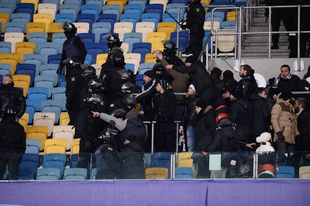 UEFA Champions League Group B match between Dynamo Kiev and Besiktas at NSK Olympiyskiy Stadium in Kiev , Ukraine , December 06 , 2016. Final Score : Dynamo Kiev 6 - Besiktas 0 Pictured Fans . 