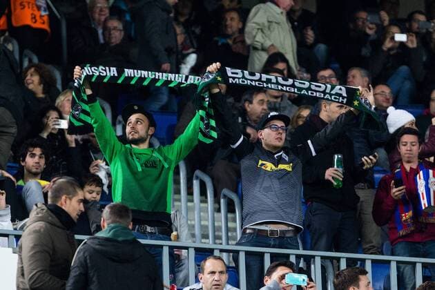 VfL Borussia Monchengladbach s supporters during Champions League match between Futbol Club Barcelona and VfL Borussia Mönchengladbach at Camp Nou Stadium in Barcelona , Spain. December 06, 2016.  (20161206006)