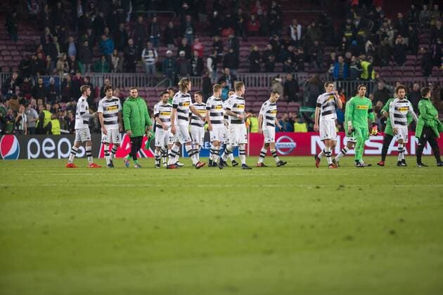 SPAIN - Dec,6th: Borussia Monchengladbach s team after the match between FC Barcelona Barca - Borussia Monchengladbach, for the day 6 of the Champions League, played at Camp Nou Stadium on 6th December 2016 in Barcelona, Spain. (Credit: Mikel Trigueros Urbanandsport Cordon Press)  xCordonxPressx xSPAINx-xFCxBarcelonax-xBorussiaxMonchengladbachx-xxChampionsxLeaguex-x2016 17x