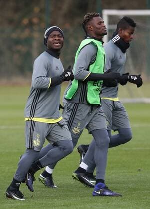 Anderlecht s Frank Acheampong, Anderlecht s Stephane Badji and Anderlecht s Emmanuel Sowah pictured during a training session of Belgian soccer team RSC Anderlecht in Brussels, Wednesday 07 December 2016. Tomorrow Anderlecht is playing the sixth and last game in the group stage (group C) of the UEFA Europa League competition against French club AS Saint-Etienne. Anderlecht is leader of the group and already qualified for the next stage. VIRGINIExLEFOUR  x04992021x
