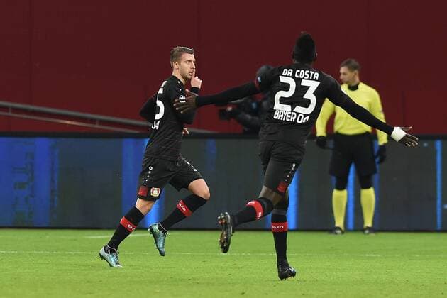 Fußball Champions League Gruppenphase 6. Spieltag Bayer Leverkusen - AS Monaco am 07.12.2016 in der BayArena in Leverkusen Torjubel zum 1:0 durch Vladlen Yurchenko ( Leverkusen ) xRx