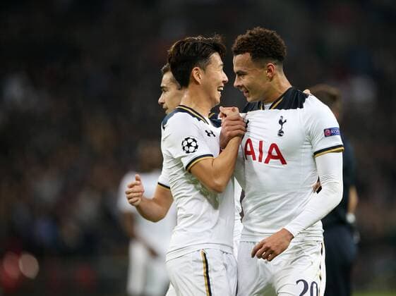 Tottenham s Dele Alli celebrates scoring his sides opening goal during the Champions League group match at Wembley Stadium, London. Picture date December 7th, 2016 DavidKlein Sportimage EDITORIAL USE ONLY. No use with unauthorised audio, video, data, fixture lists, club league logos or live services. Online in-match use limited to 120 images, no video emulation. No use in betting, games or single club league player publications.