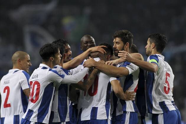 December 7, 2016 - Porto, Porto, Portugal - Porto s Portuguese forward Andre Silva celebrates after scoring goal with teammates during the UEFA Champions League Group G, match between FC Porto and Leicester City FC, at Dragao Stadium in Porto on December 7, 2016. FC Porto vs Leicester City FC - UEFA Champions League  - ZUMAn230 20161207_zaa_n230_051
