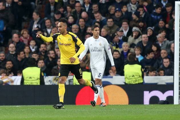 Pierre-Emerick Aubameyang (Borussia Dortmund 17) nach dem 2:1, Real Madrid - Borussia Dortmund, UEFA Champions League, Fussball, 07.12.2016, Madrid Copyright: xLangerx xEibner-Pressefotox EP_HLR