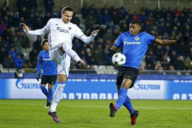 Moraes Ferreira Da Silva Wesley forward of Club Brugge and Erik Johansson of FC Kobenhavn FOOTBALL : FC Brügge vs FC Kopenhagen - Champions League - 07 12 2016 PhotoNews Panoramic  665586699