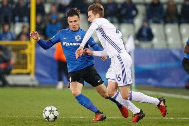 Club s Dion Cools and Kobenhavn s Jan Gregus fight for the ball during the sixth and last game of the group stage of the Europa League competition between Belgian soccer team Club Brugge and Dannish club FC Kopenhagen, in the group G, Wednesday 07 December 2016, in Brugge. KURTxDESPLENTER  x04993200x