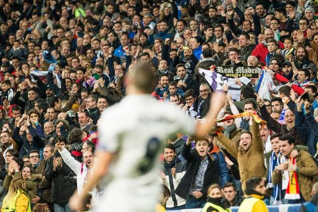 Real Madrid s Karim Benzema during Champions League match between Real Madrid and Borussia Dortmund at Santiago Bernabeu Stadium in Madrid , Spain. December 07, 2016.  (20161207012)