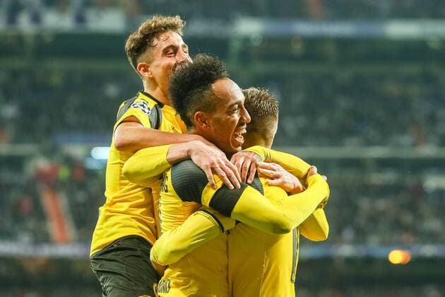 Madrid, Spain 07.12.2016, UEFA Champions League - 2016 17 Season, Group F - Matchday 6, Real Madrid - BV Borussia Dortmund, Tor zum 2:2 Torschuetze Marco Reus (BVB) bejubelt ( DeFodi048