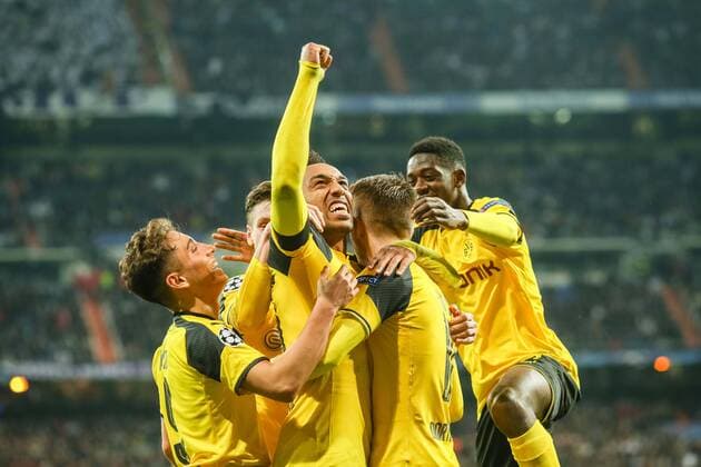 Madrid, Spain 07.12.2016, UEFA Champions League - 2016 17 Season, Group F - Matchday 6, Real Madrid - BV Borussia Dortmund, Tor zum 2:2 Torschuetze Marco Reus (BVB) bejubelt ( DeFodi048