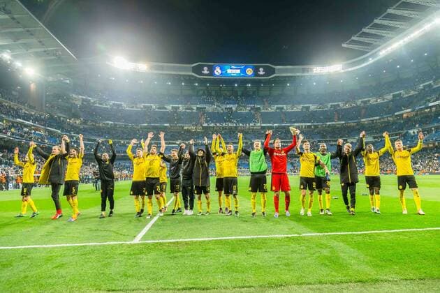 Madrid, Spain 07.12.2016, UEFA Champions League - 2016 17 Season, Group F - Matchday 6, Real Madrid - BV Borussia Dortmund, schlussjubel Dortmund ( DeFodi048