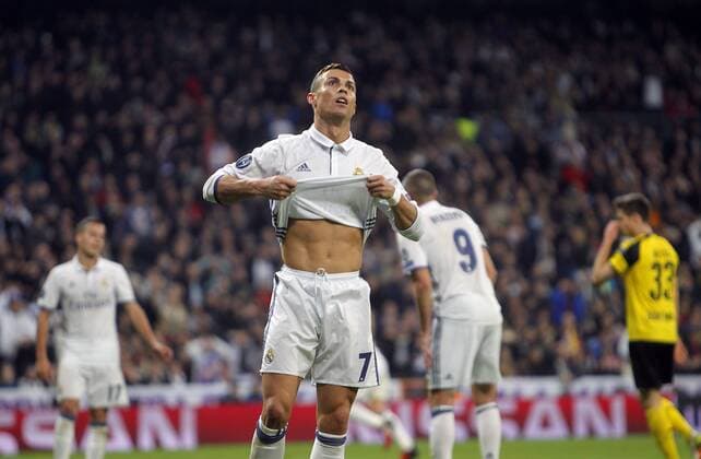 Soccer match between Real Madrid and Borussia Dortmund of the 2016 2017 Champions League, held at the Santiago Bernabeu stadium, in Madrid, December 7, 2016. . Cristiano Ronaldo  xJosexLuisxCuestax xx