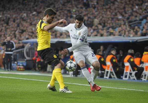 Soccer match between Real Madrid and Borussia Dortmund of the 2016 2017 Champions League, held at the Santiago Bernabeu stadium, in Madrid, December 7, 2016. . Alvaro Morata  xJosexLuisxCuestax xx