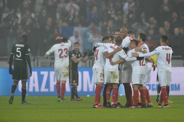 Jubel (Sevilla) FOOTBALL : Lyon vs Sevilla - Champions League - 07 12 2016 FredericChambert 