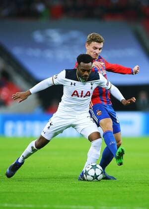 07.12.2016. Wembley Stadium, London, England. UEFA Champions League Football. Tottenham Hotspur versus CSKA Moscow. Tottenham Hotspur Defender Danny Rose is challenged by CSKA Moscow& x2019;s Fedor Chalov xMarkxKertonx  ActionPlus11817912
