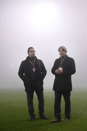 Fußball, EL, US Sassuolo Calcio - KRC Genk, Spielausfall wegen Nebels Genk s technical director Dimitri De Conde and Genk s general director Patrick Janssens pictured before the sixth and last game of the group stage of the Europa League competition, in Group F, between Italian Club Sassuolo and Belgian first league soccer team KRC Genk in Parma, Italy, Thursday 08 December 2016. YORICKxJANSENS  x04993969x