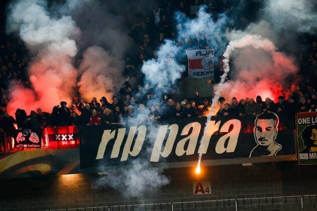 Ajax s supporters pictured during the sixth and last game of the group stage (group G) of the Europa League competition between Belgian soccer team Standard de Liege and Dutch club Ajax Amsterdam in Liege, Thursday 08 December 2016. BRUNOxFAHY  x04994155x