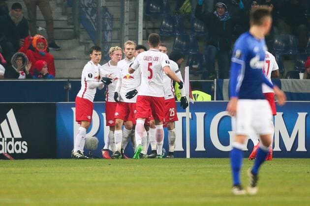 SOCCER - UEFA EL, RBS vs Schalke SALZBURG,AUSTRIA,08.DEC.16 - SOCCER - UEFA Europa League, group stage, Red Bull Salzburg vs FC Schalke 04. Image shows the rejoicing of RBS. GEPAxpictures xFelixxRoittner