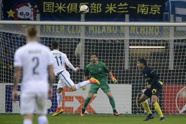 Tor Lukas Marecek Sparta Praga 1-1. Celebration goal Europa League 2016 2017 Inter Mailand - Sparta Prag giuseppexceleste
