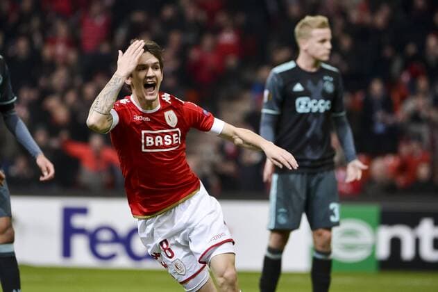 Standard s Benito Raman celebrates after scoring during the sixth and last game of the group stage (group G) of the Europa League competition between Belgian soccer team Standard de Liege and Dutch club Ajax Amsterdam in Liege, Thursday 08 December 2016. NICOLASxLAMBERT  x04994305x