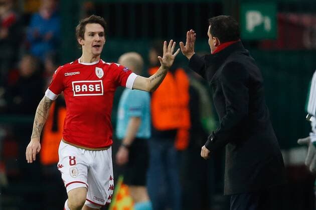 Standard s Benito Raman celebrates after scoring during the sixth and last game of the group stage (group G) of the Europa League competition between Belgian soccer team Standard de Liege and Dutch club Ajax Amsterdam in Liege, Thursday 08 December 2016. BRUNOxFAHY  x04994311x