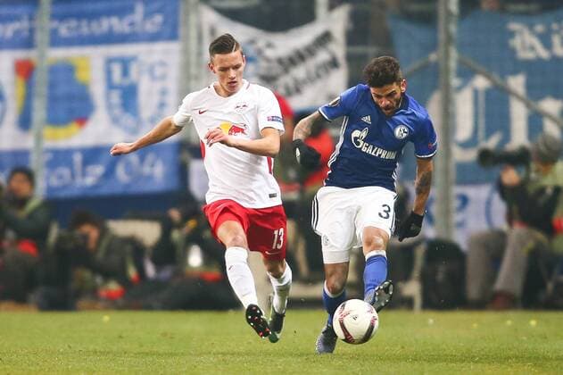 SOCCER - UEFA EL, RBS vs Schalke SALZBURG,AUSTRIA,08.DEC.16 - SOCCER - UEFA Europa League, group stage, Red Bull Salzburg vs FC Schalke 04. Image shows Hannes Wolf (RBS) and Junior Caicara (Schalke). GEPAxpictures xFelixxRoittner