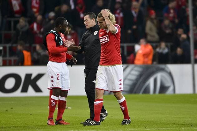 Standard s players pictured after the sixth and last game of the group stage (group G) of the Europa League competition between Belgian soccer team Standard de Liege and Dutch club Ajax Amsterdam in Liege, Thursday 08 December 2016. NICOLASxLAMBERT  x04994329x
