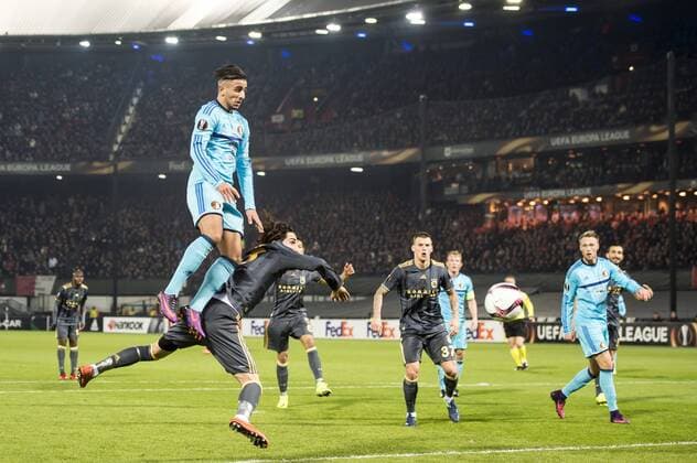 (L-R) Bilal Basacikoglu of Feyenoord, Hasan Ali Kaldirim of Fenerbahce SK, Martin Skrtel of Fenerbahce SK, Nicolai Jorgensen of Feyenoordduring the Europa League group A match between Feyenoord and Fenerbahce SK on December 08, 2016 at the Kuip stadium in Rotterdam, The Netherlands. Feyenoord v Fenerbahce SK UEFA Europa League 2016 2017 xVIxGerritxvanxKeulenxIVx 6729661