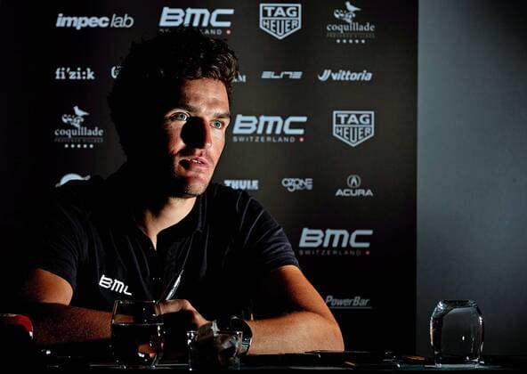Belgian Greg Van Avermaet of BMC Racing Team pictured during a press conference PK Pressekonferenz at the BMC Racing Team Media Day in Denia, Spain, on Thursday 17 December 2015. EDUARDOxBOTELLA  x04996318x