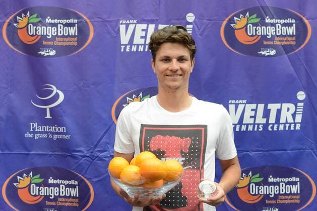 December 11, 2016 - Plantation, Florida, United States - MIOMIR KECMANOVIC of Serbia poses for a photo after winning the Metropolia Orange Bowl International Tennis Championship in Plantation Florida Tennis 2016 - Metropolia Orange Bowl International Tennis Championship - ZUMAl132 20161211_zap_l132_023